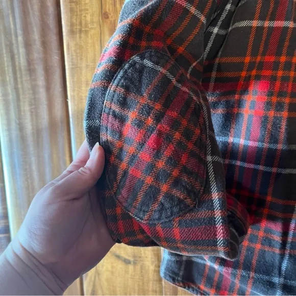 Woolrich - Flannel Plaid Shirt Jacket Size medium Pockets Elbow pads - Picture 10 of 10